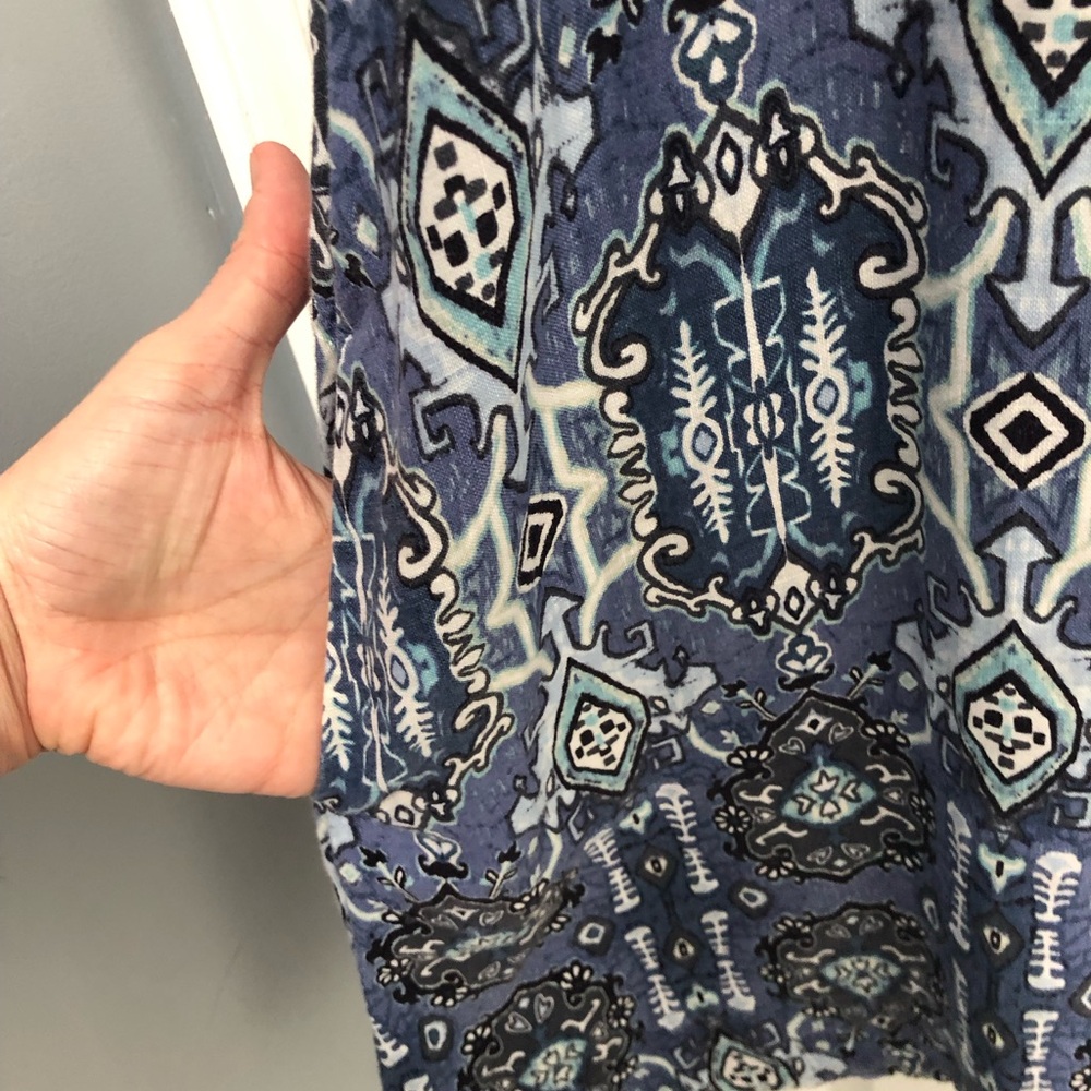 Rachel Zoe 100% linen summer casual blue tribal ikat print tank dress size S - Picture 6 of 11